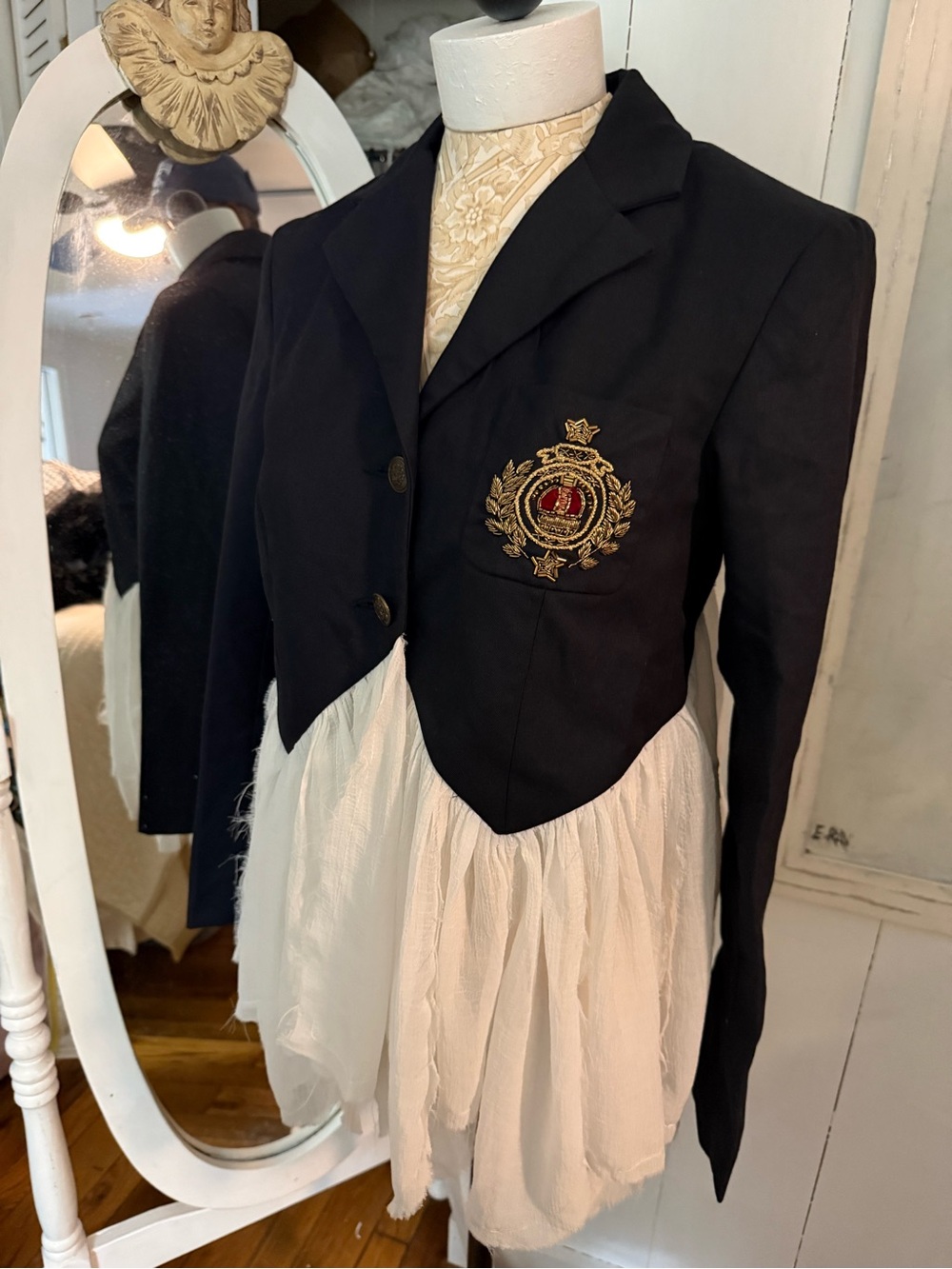 Free Peopple Jacket Embroidered Crest Black &  Jacket with white handkerchief